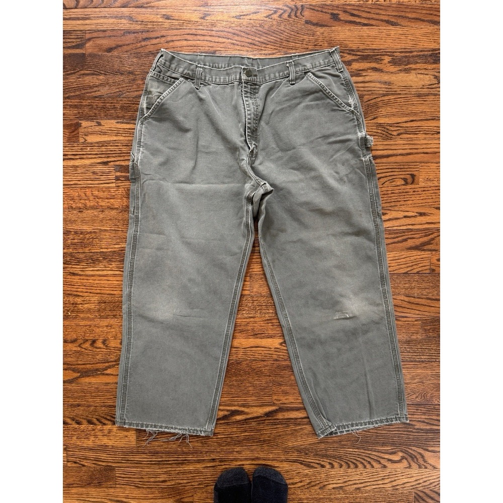 Vintage Carhartt Gray Dungaree Fit Casual Workwear 40 X 32